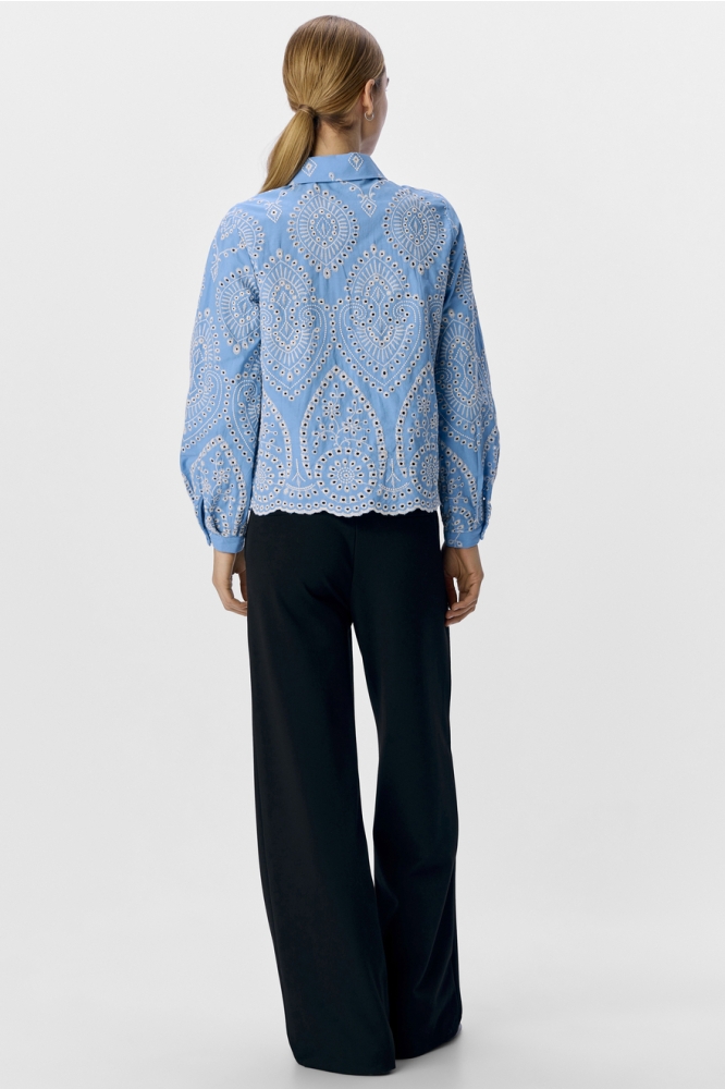 OBJBITTEN L/S RE SHIRT NOOS 23045717 CORNFLOWER BLUE/WHITE STIT